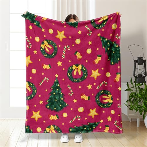 Hixingo Noël Couverture en Flanelle pour Adultes et Enfant, Impression Couverture en Microfibree Epaisse Doux Chaude Hiver Couverture de Lit Jeté de Canape...