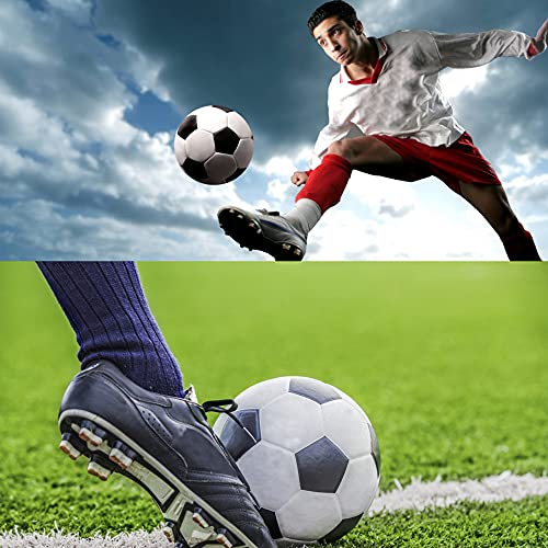 SUQ Traditional Size 5 Black & White Leather Football, Soccer Ball Size 5, for Kids Adults Training Practice Competitions, Entertainment, Games Indoor/Outdoor, Ideal for Park, Beach, Lido, Garden - Image 2