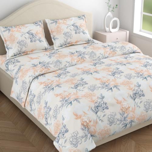Image of Rivermoor Ultrasoft Bedsheet for Double Bed | Queen Size Bed Sheet with 2 Pillow Covers | 88 x 96 Inches | Breathable & Hypoallergenic | French Cream