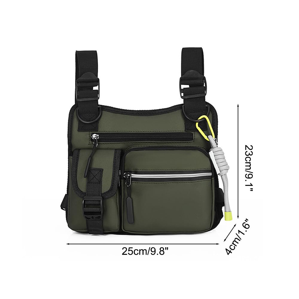 Tactical Chest Rig Pack, Multi-compartment, Adjustable Shoulder Strap, for Cycling, Biking, Jogging, Work