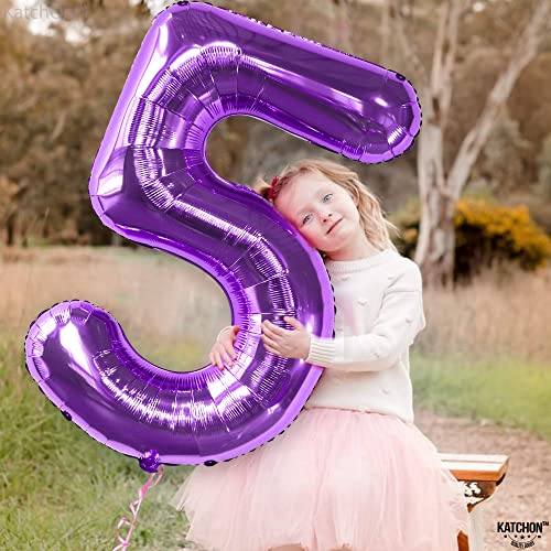 Image of KatchOn Giant Purple Number 5 Balloon - 40 Inch | Mylar Purple Number 5