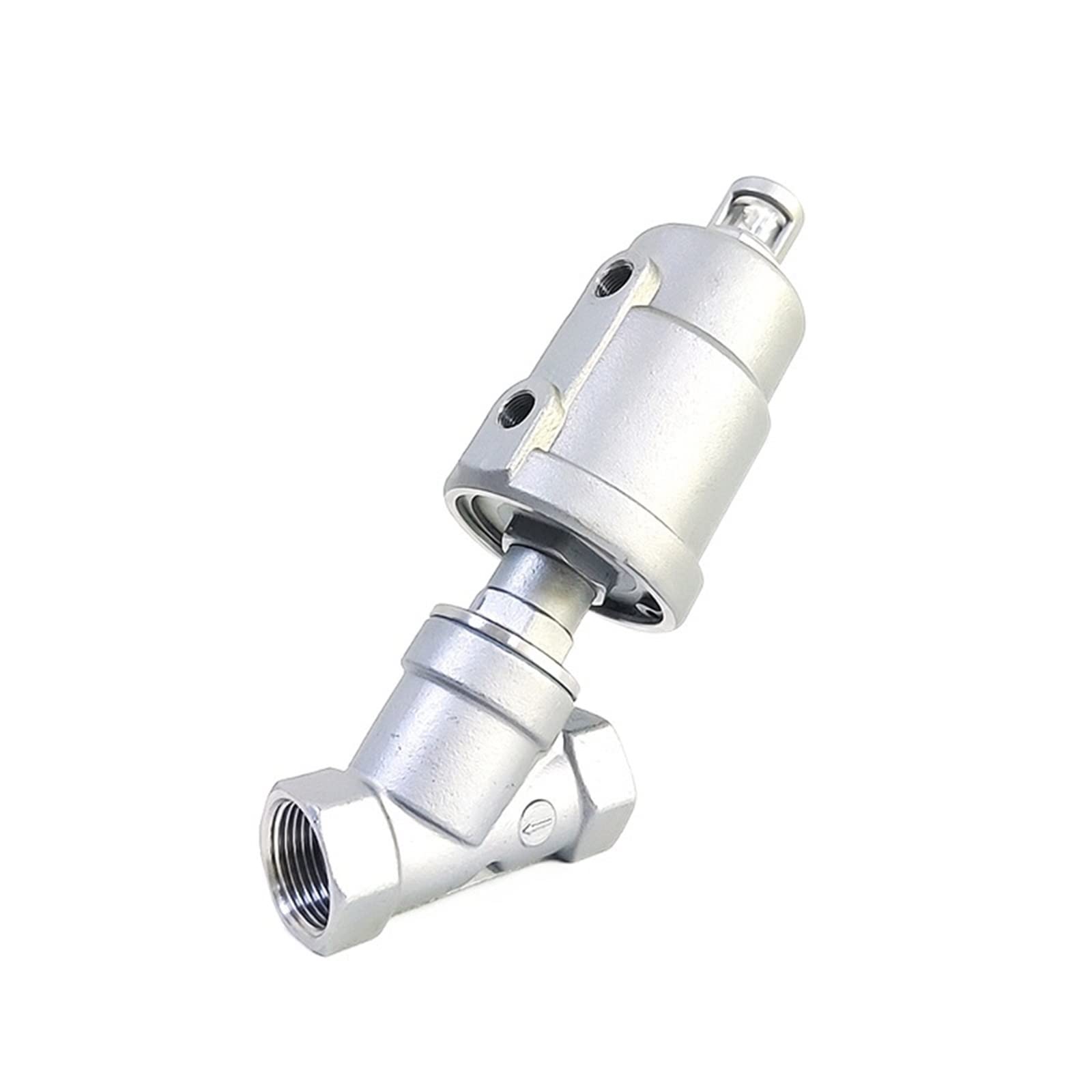 QRUYHBAJU Withstand high Pressure and Temperature Extremes 3/8" Stainless Steel Pneumatic Threaded Angle Seat Valve Y Type High Temperature Steam Threaded Angle Seat Valve(Double Acting)