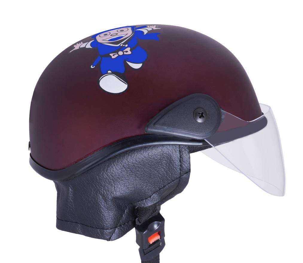 Western Era Stylish Cartoon Open Face Helmet for Kids || Baby Safety and Comfort || (3-12 Years) (WineRed Matte)-image-31