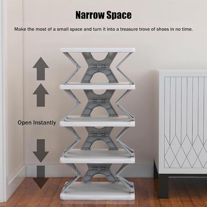 Image of STELITE Premium Shoe Rack, Stackable Storage Organizer for Bedroom entryway, Adjustable Rack, Slots Shelf,Tower Rack Shoes Home Portable Slippers Shelf Organiser (5 Layer)