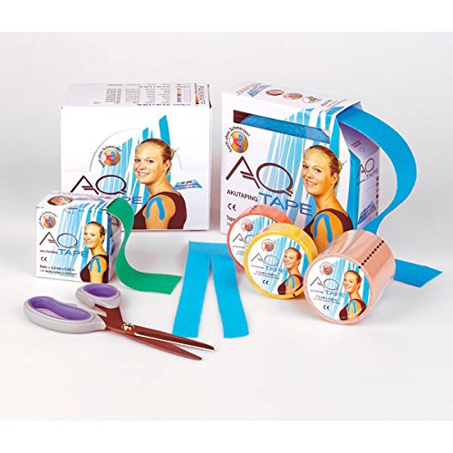 AQ-Tape - Cinta de kinesiología (5,5 m x 2,5 cm, 2 rollos), color amarillo