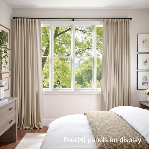 Image of Beige Blackout Polyester Curtains 84 Inch Long Thermal Insulated Room Darkening Lined Curtain Drapes Luxury Back Tab Window Treatments for Bedroom Living Room 2 Panels, 52 x 84 Inch, Cream | Soft Velvet, Room Darkening, Lined, For Bedroom & Living Room, Light Shifting Texture, Elegant Drape, Cozy, Rod Pocket