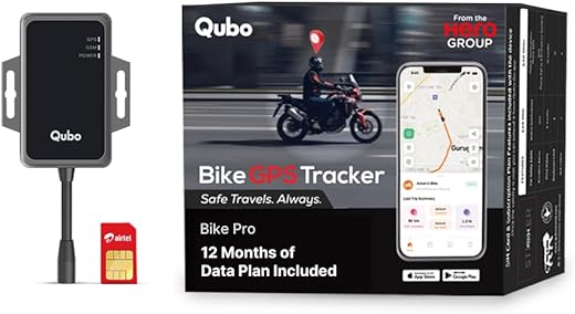 Qubo Wired Bike GPS Tracker from Hero Group [Pre-Recharged SIM] | Live Tracking + Engine ON-Off Alerts | Anti-Theft | Towing Alerts | Accident…