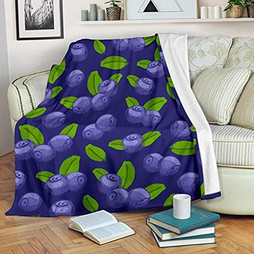 ZHXXFD Couverture en Flanelle Imprimée Blueberry en 3D Couverture Polaire Enfant Garcon Fille 130X150 Couverture Sherpa Chaude Microfibre Lit 1 Personne,Couvertures, Plaids Et Boutis(D375) Cover