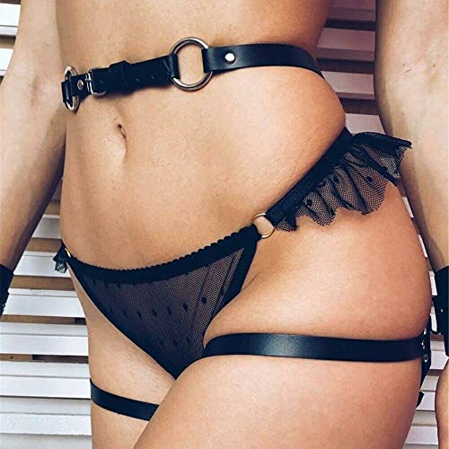 Women Garter Belts Leather Lingerie Leg Harness Punk Body Harness Waist Leg Chains Party Wave Belly Belts #TOP2
