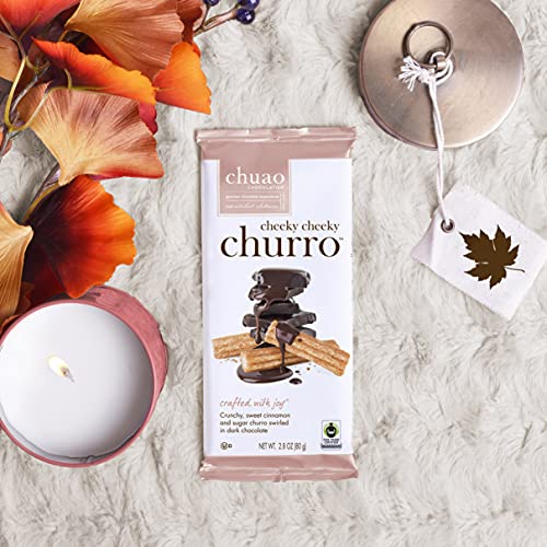 Chuao Chocolatier Cheeky Cheeky Churro Dark Chocolate Bars | Gourmet Cinnamon Artisan No Preservatives | For Gift Baskets, Christmas, Valentines Day, Gifts For Women, Men, Birthday, Thank You, Care Package | 3 Pack #TOP4