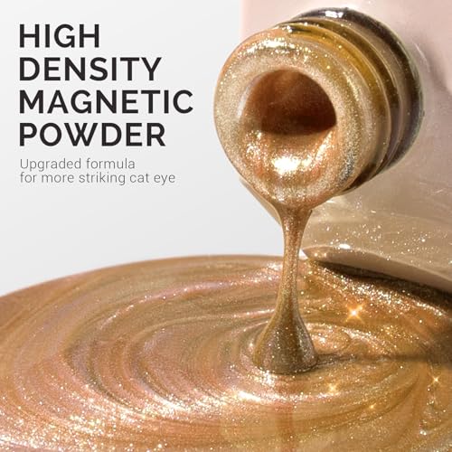 Image of MelodySusie Jeweliver Cat Eye Gel Nail Polish, 0.5 Fl Oz Gold Glitter Holographic Magnetic With Magnet, UV for Nail Art Manicure Salon DIY at Home-C09