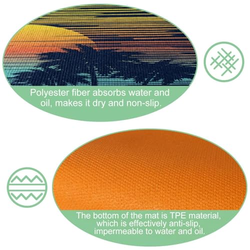 Tapis de cuisine lot de 2 coucher de soleil antidérapant et lavable - 6