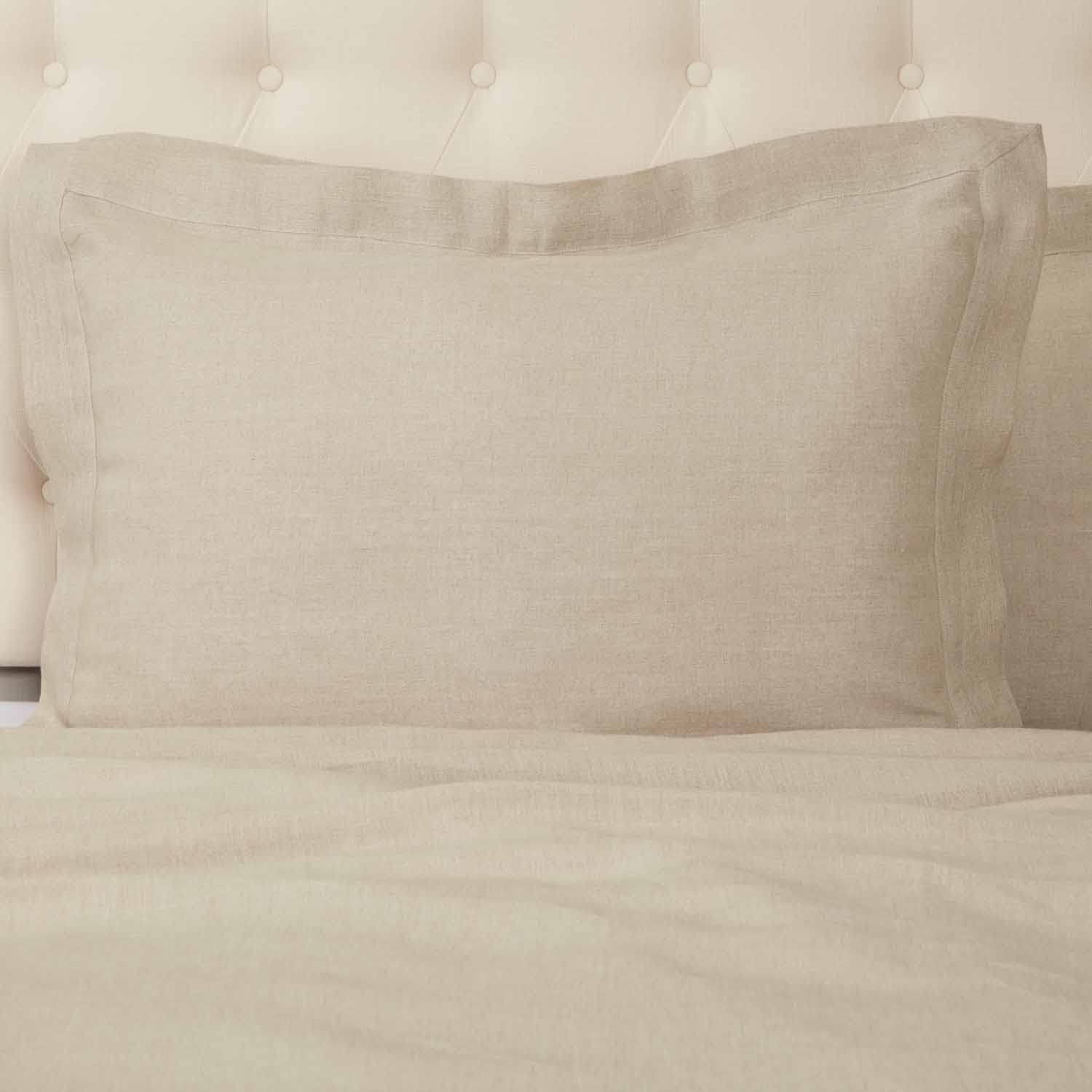 Piper Classics Provincial Linen Natural Beige Standard Size Pillow Sham, 21" W x 27" L Plus 2" Flange, 100% Linen Bedding