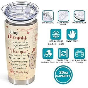 First Mothers Day Gifts For New Mom, Daughter From Baby, Sister, Son - 1st Mothers Day Coffee Mug - Elephant 20oz Double Wall Vacuum Insulated Tumbler With Lid for Woman First Mothers Day Gifts For New Mom Daughter From Baby Sister Son 1st Mothers Day Coffee Mug Elephant 20oz Double Wall Vacuum Insulated Tumbler With Lid for Woman