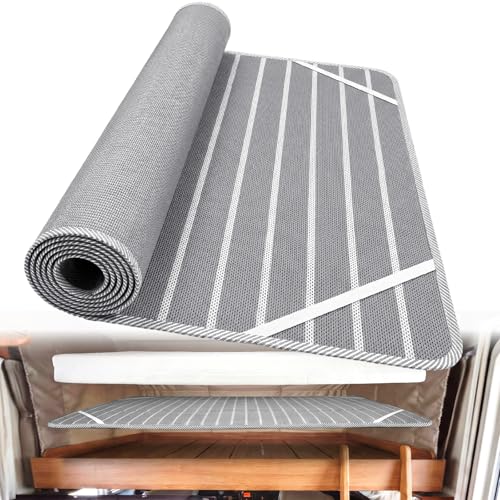 RV Mattress Underlay Moisture Barrier & RV Under Mattress Ventilation Mattress Support Board with 4 Straps - 3D Grey Stripe Airflow Pad for Camper Boat (60 * 80 * 0.3)
