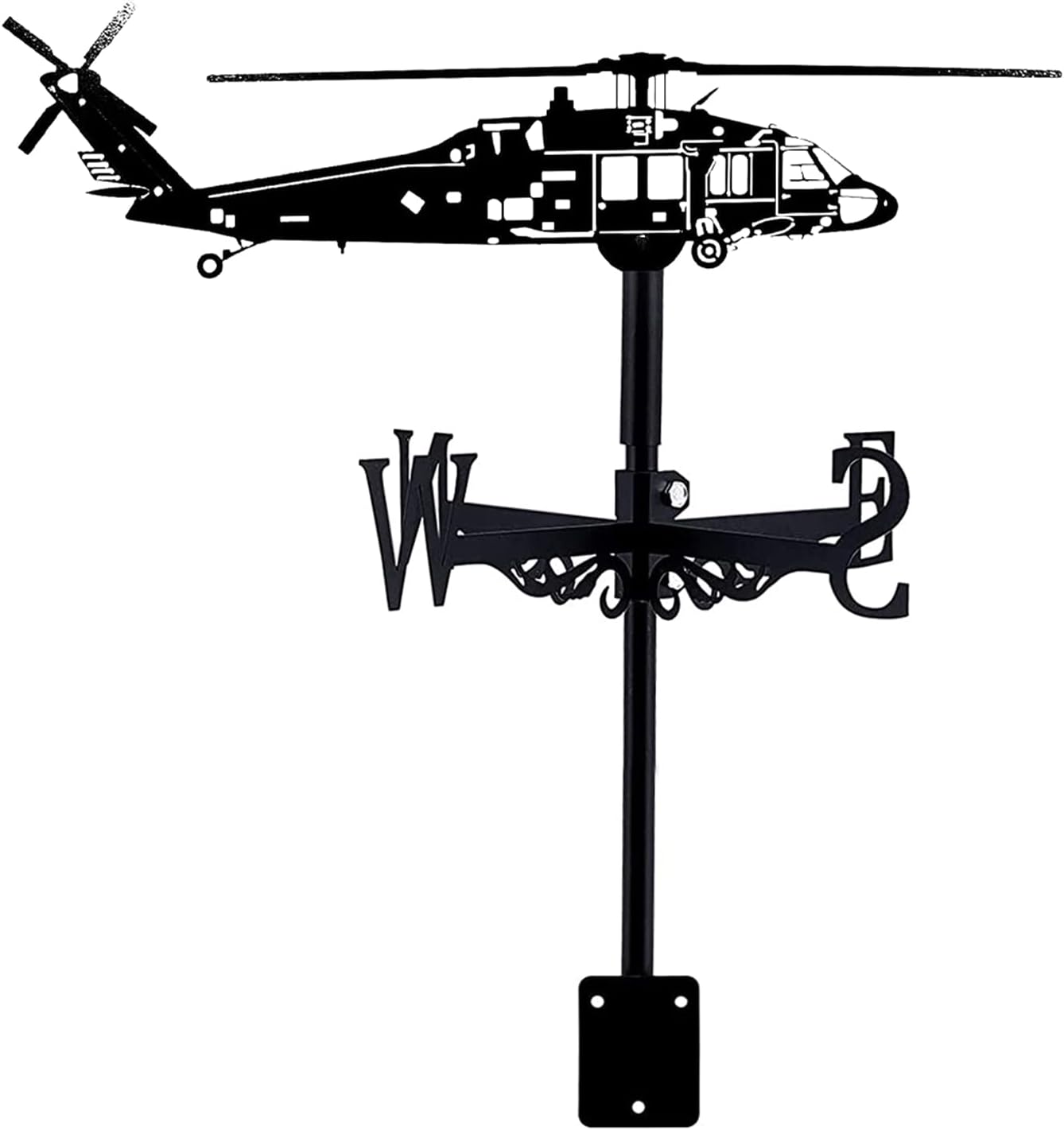 Weather Vane Garden Motorcycle Helicopter Weathervane with Roof Mount Wind Direction Indicator Creative Metal Weathercock Home Decor Ornament for Farm Yard