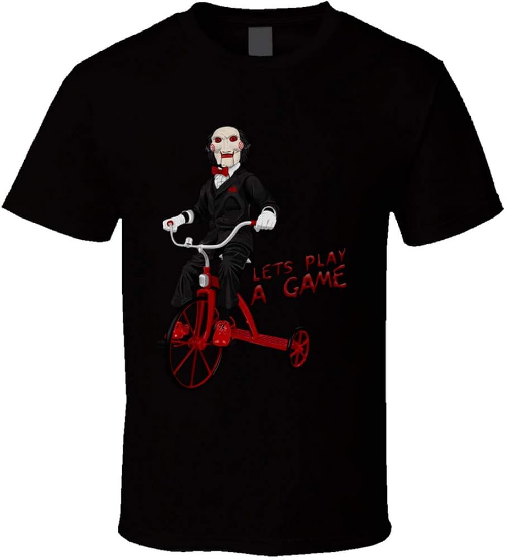 Abc123 Saw Jigsaw Let S Play A Game Horror Movie T Shirt Black Amazon Co Uk Clothing