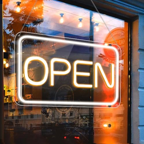 LightingWill LED Neon Open Sign 16x 9 Ultra Bright Open Signs for Business Dimmable 5V USB Light Up Signs for Business Window Coffee Shops Stores Restaurants Bars Hotel Horizontal