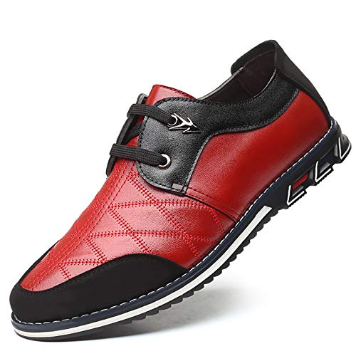 COSIDRAM Mens Casual Shoes Fashion Sneakers Dress Shoes for Men Walking Shoes Business Office Loafers Red 11