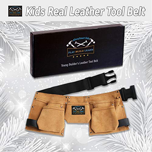 Young Builder leather kids tool belt set - children's tool 