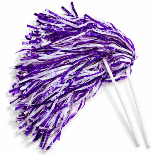 Anderson's Metallic Purple and White Foil Textured Pom Poms- Pack of 10