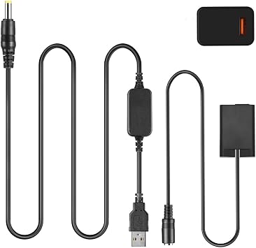 EP-5G DC Couple EN-EL25 EN-EL25a Dummy Battery + EH-5A USB Power Cable Connector + QC3.0 USB Adapter for Nikon Z30 Z50 ZFC Cameras