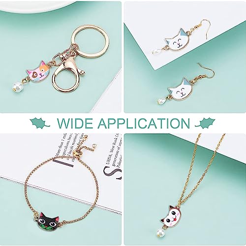 Stiesy 30 pcs 6 Styles Cat Connector Charms Enamel Kitten Head Links Charms Cute Cat Head Dangle Charms for DIY Crafts Bracelet Jewelry Making - Image 4