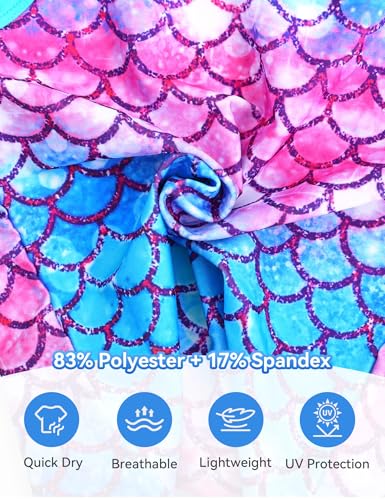 Image of Snowheart Girls Rash Guard Swimsuit Set Long Sleeve Bathing Suit Two Piece 3-12 Years