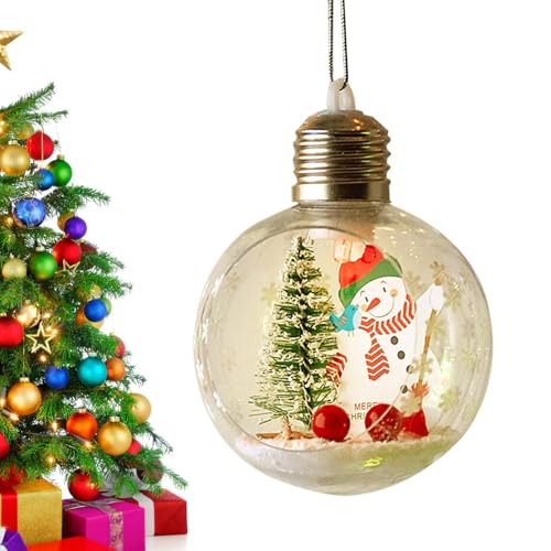 Ilumina las bolas de Navidad,decoraciones de bolas de Navidad con luces | Adornos de baile del festival de invierno | Muñeco de nieve decorativo, bola de Papá Noel para ventana