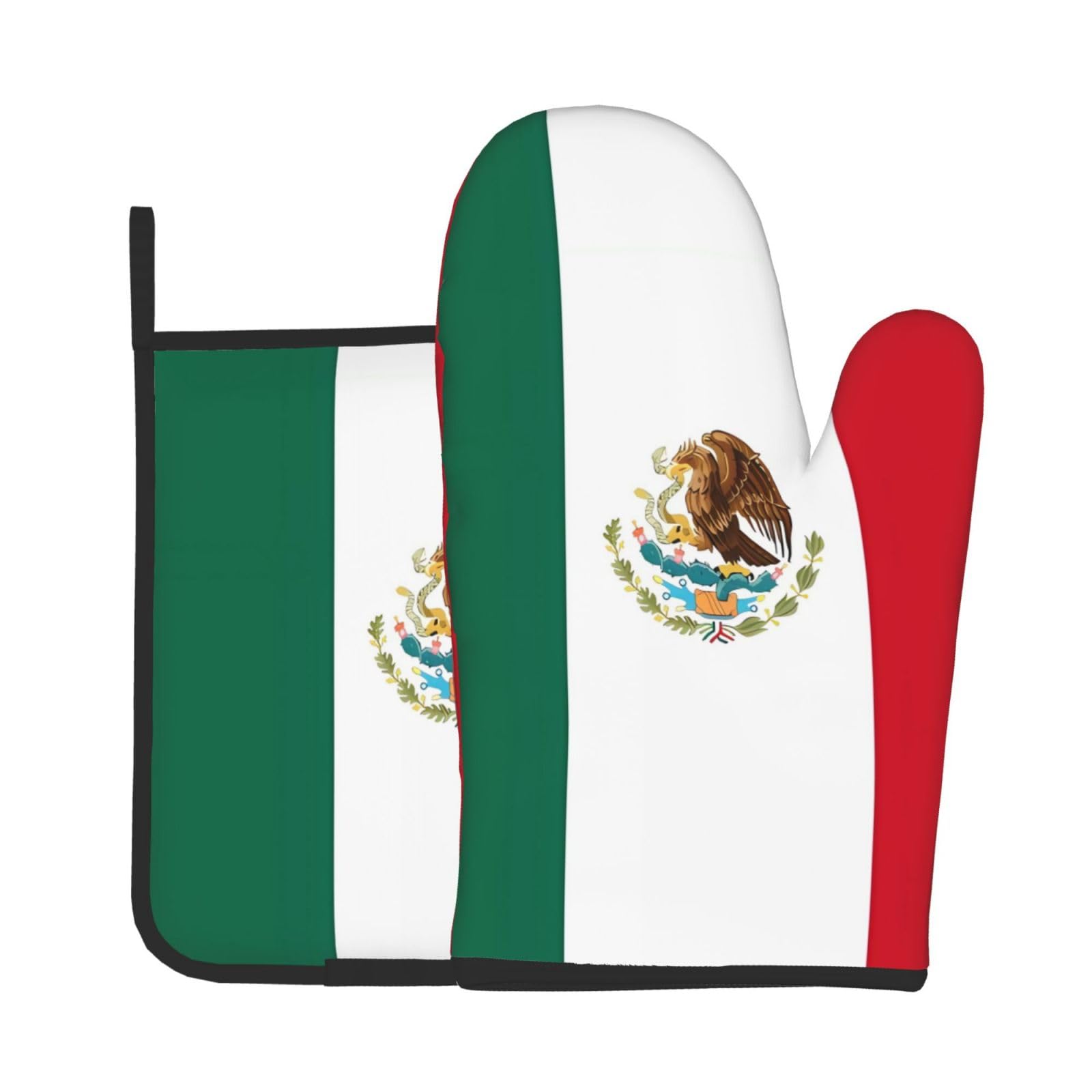 Oven Mitts and Potholders Set of 2 for Kitchen Baking Cooking GrayFlag of Mexico Thick and Durable
