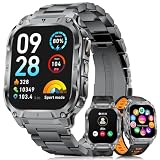 LIGE Military Smart Watch for Men(3 Bands),1000mAh/2 HD Large Screen Smartwatch, Flashlight/110+ Sports Modes, Fitness Tracker Watch for Android iOS,Black