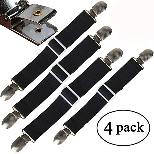 BSLINO® 4pcs/Set Sheet Band Straps Suspenders Adjustable Bed Sheet Corner Holder Elastic Straps Fasteners Clips Grippers Mattress Pad Cover Fitted Sheet Bed Suspenders Twin Queen King Heavy Duty