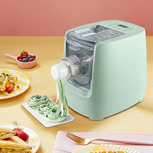 Automatic Pasta Maker Electric Pasta Maker Machine, 600g Flour Capacity Noodle Maker Machine with 12 Pasta Shapes to Choose for Home Kitchen Use (Green)