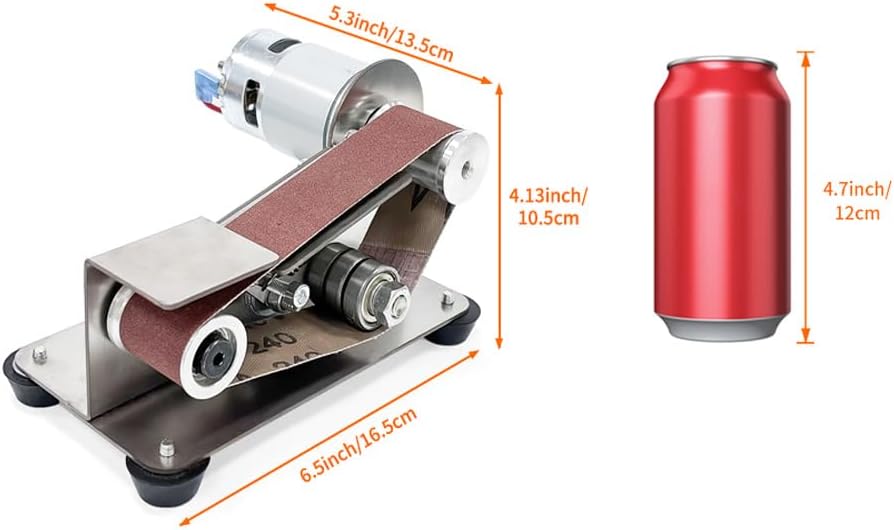 Mini Belt Sander for Beginner Knife Sharpening, Home DIY Bench Grinder with 20pcs 30×330mm Belts, Edge Polishing Tool for Metal Wood Craft Hobby Tools