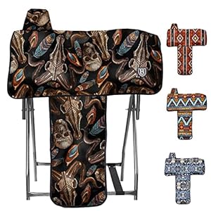 Harrison Howard Sturdy Waterproof Western Saddle Cover with Stylish Prints That Stand Out Keep Your Saddle in Pristine Condition Perfect for Showing or Riding Events-Skull Dread
