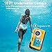 4K Underwater Camera, Full HD 4K&48MP Compact, 10FT Waterproof Camera for Snorkeling, Surfing, Rafting, Dual-Screen for Selfie/16X Digital Zoom/Fill Light/Support 128GB （Yellow）