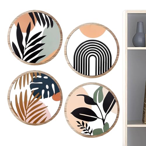 Boho art wall decor Ruwshuuk avec lot de 4 décorations murales en bois esthétiques