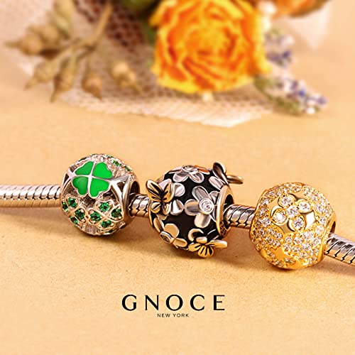 Gnoce "Butterfly Love Flower Charms Bead Flower Gold Butterfly Plated Green Sapphire 925 Sterling Silver Nature Theme Bead Fit Bracelet/Necklace For Mother's Day Gift… #TOP3