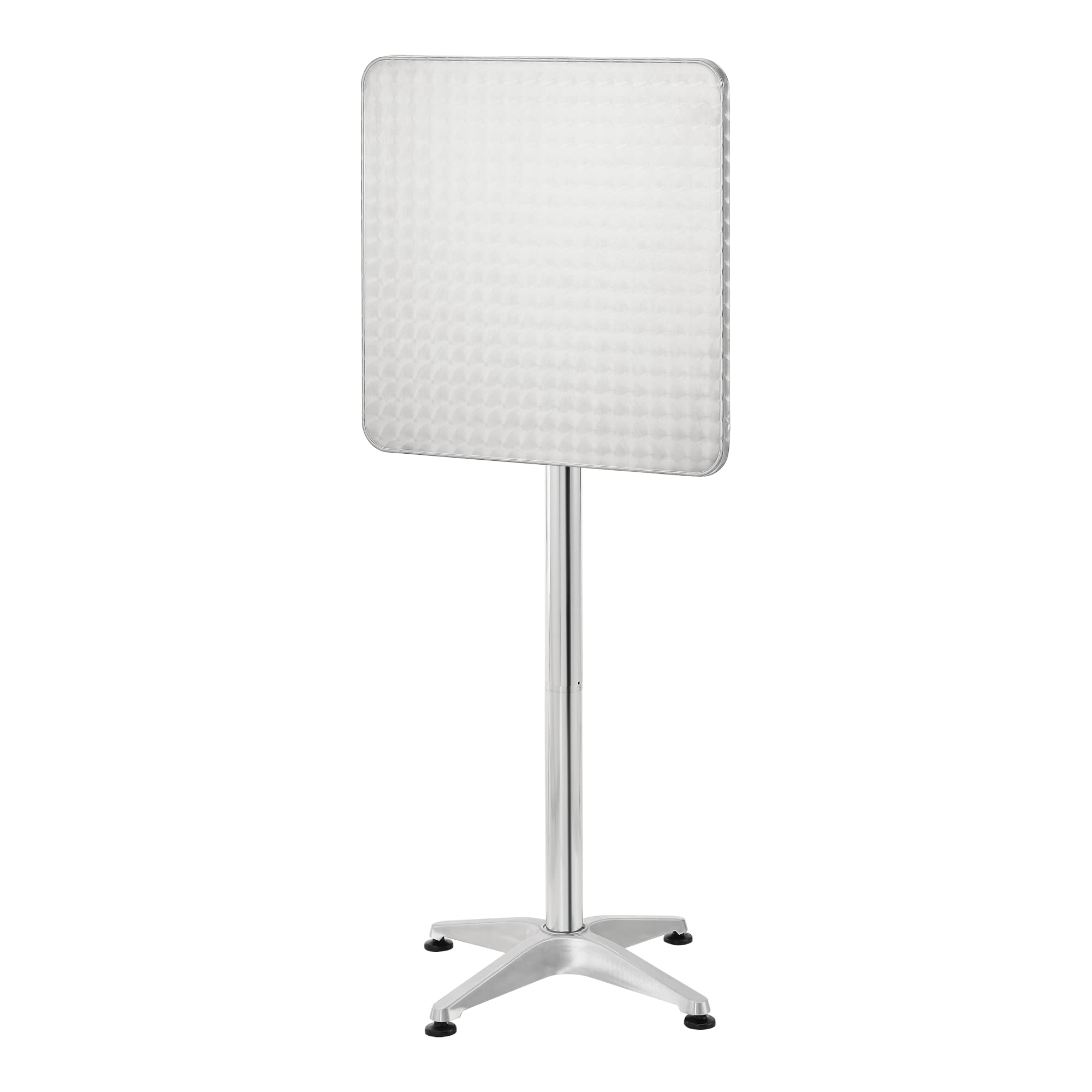 [en.casa] Tavolo Alto da Bar ad Altezza Regolabile 75/115 cm Tavolino da Bistrot con Piano Quadrato Ribaltabile 60x60 cm da Esterno e Interno - Colore Argento