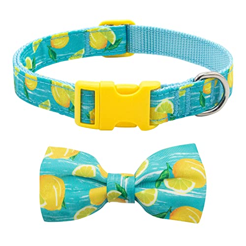 azuza Dog Collar Bow Tie Lemon Soft Adjustable Removable Bow ...