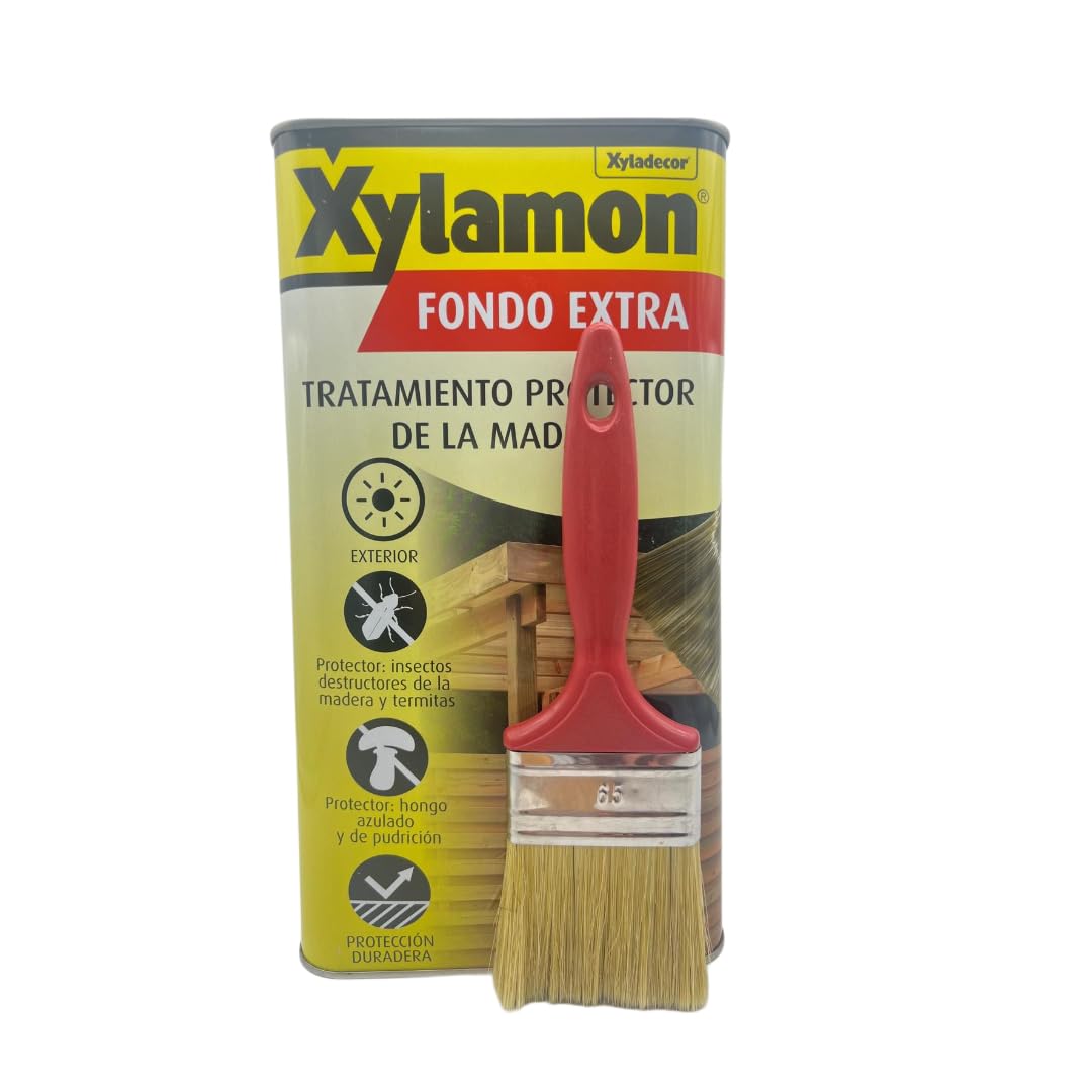 Xylamon Fondo Extra 5 L (Pack 1 unidad Fondo Extra 5L + 1 unidad de Brocha de Aplicación nº 65)