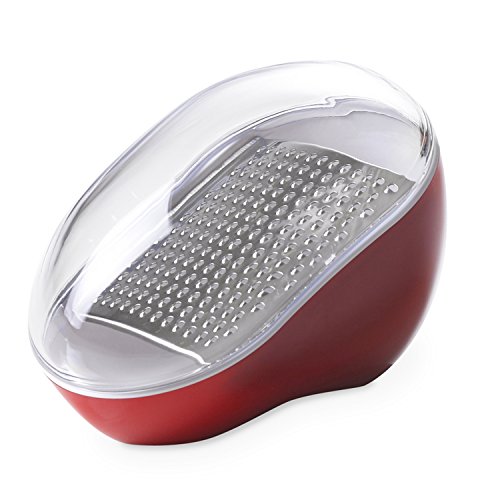 Omada Design Grattugia Formaggio Manuale con Lama in Acciaio Inox Asportabile e Coperchio Salvafreschezza, Lavabile in Lavastoviglie, Linea Trendy