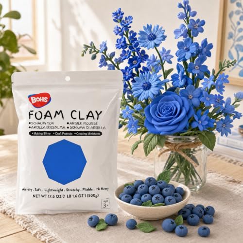 Image of BOHS Foam Clay, Blue Air Dry Modeling Clay, 1.1 lb