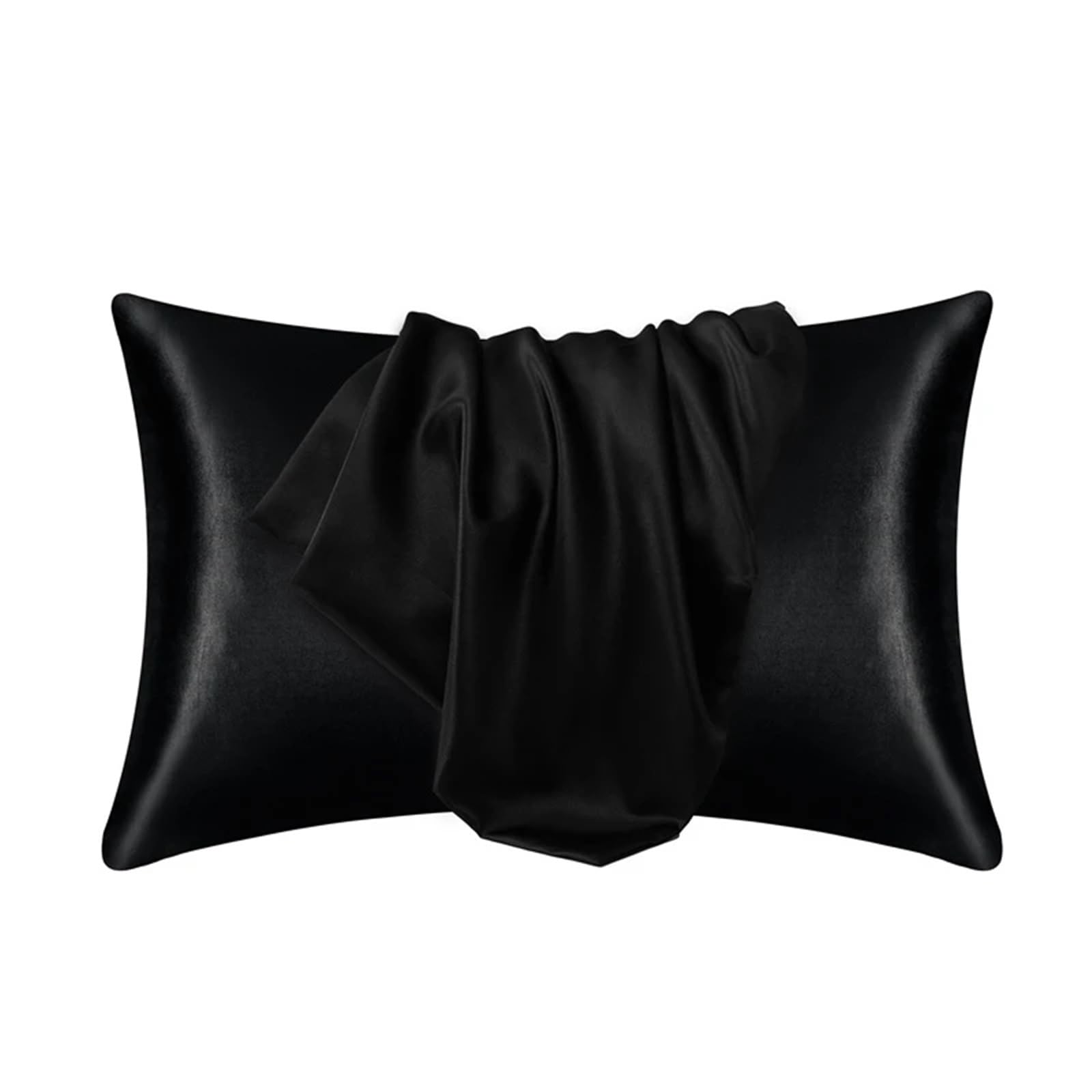 LYXYGMV Silk Pillow Cover Silky Satin Case Comfortable Home Decor for Bedrooms(Black,1PCx51x66cm(20x26in))