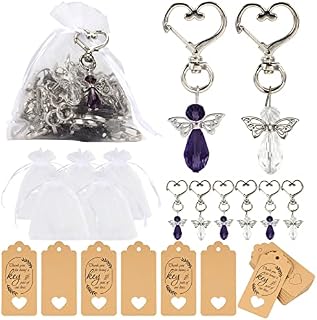 24Pcs Guardian Angel Keychains, Angel Keychain with Organza Bags and Thank You Tags Angel Keyrings Pendant Guest Return Gifts for Wedding Favours Baby Shower Kids Birthday Party Gifts