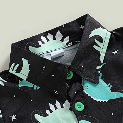Image of Toddler Boy Summer Outfits Button Down Short Sleeve Floral Shirts & Casual Shorts 1-6 Years Boys Clothes Set
