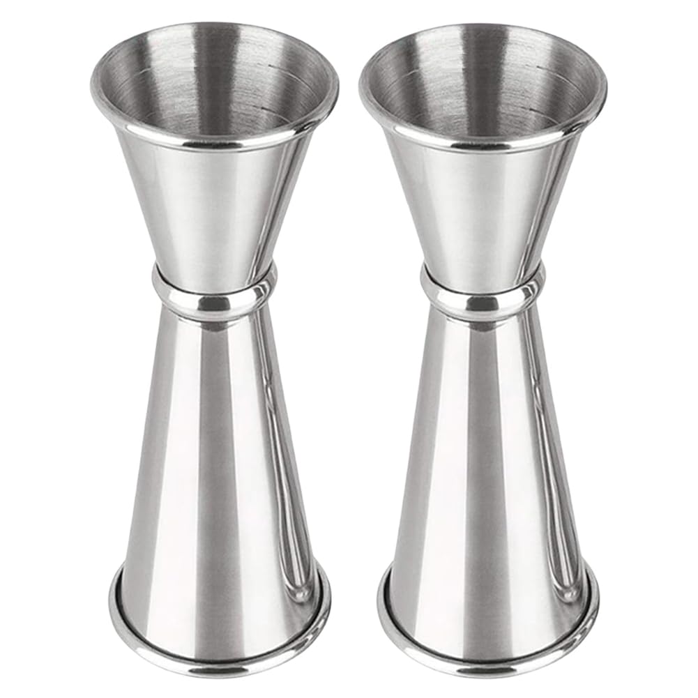 IJSDNVJNDX Jigger Set of 2 for Bartending- Cocktail Jigger 2 Oz& 1 Oz, Bar Accessories, Silver Measuring Cup