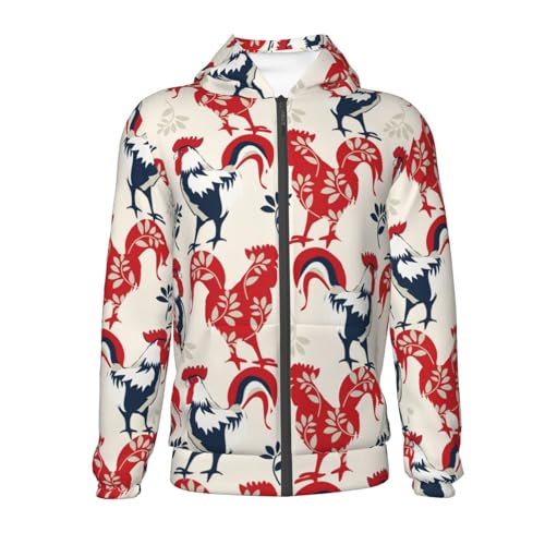 Roosters Kids Pullover Hoodies Boys Zip Up Sweatshirts Girls Athletic Clothes with Pocket2
