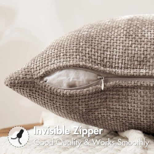 Image of MIULEE Dercorative Lumbar Throw Pillow Covers 12x20 Inch Light Khaki 2 Pack