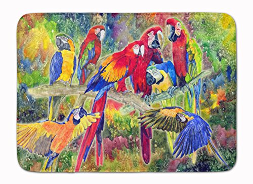Caroline's Treasures 8600RUG Parrot Machine Washable Memory Foam Mat, Bathroom Rug, Non-Slip Bath Mat, Durable Thick Washable Rugs for Kitchen, Bathroom Quick Dry, Decorative Artwork,